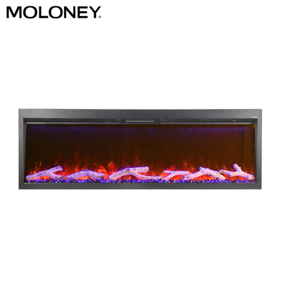 2040mm Glass Fronted Wall Mounted Electric Fires Linear In Wall Gentle Warm-Air
